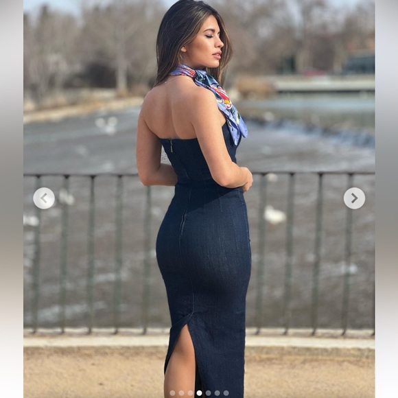 Zara Fitted ZW Denim Dress - Picture 5 of 16